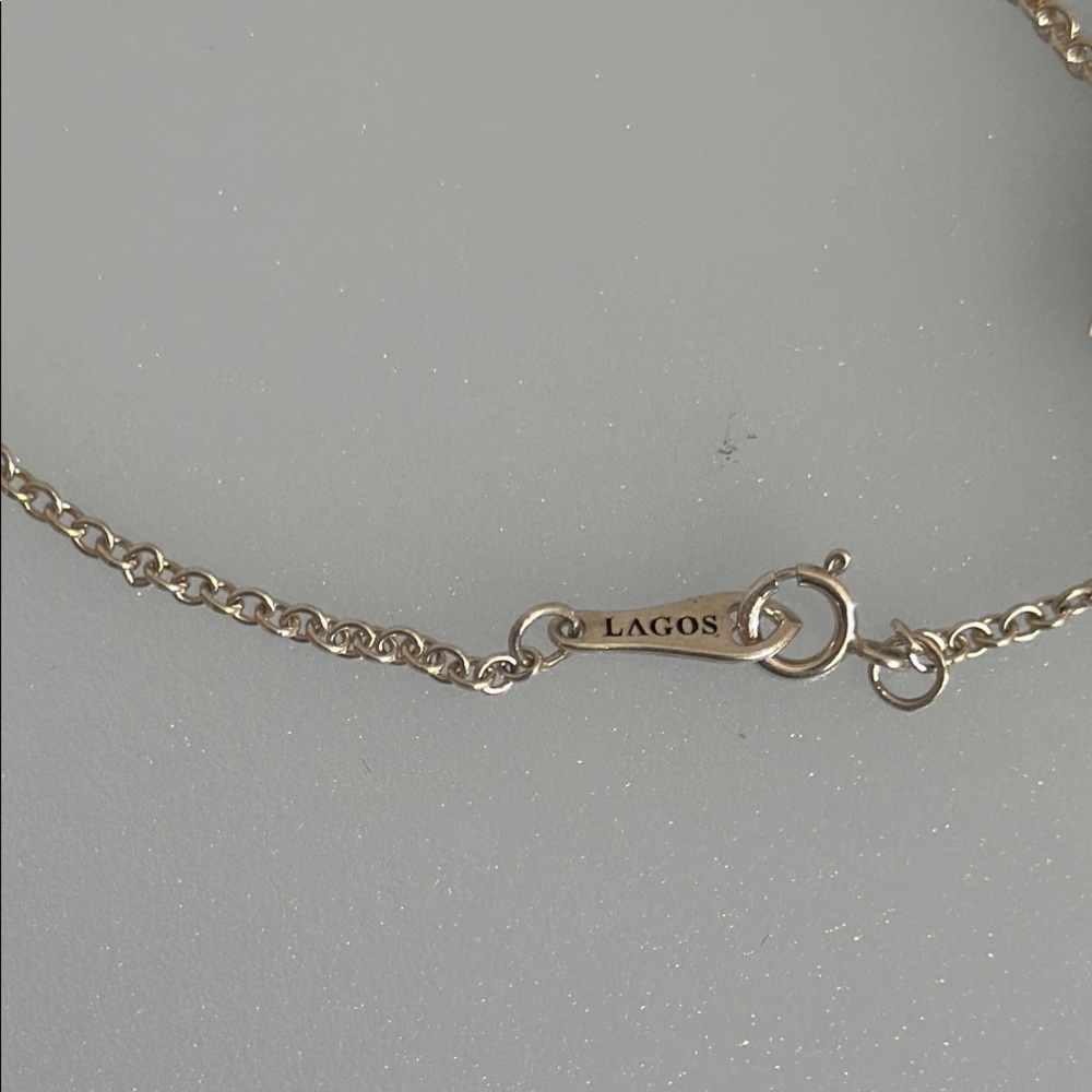 Lagos 18k real solid Gold and Silver Onix  Necklace - Picture 4 of 6